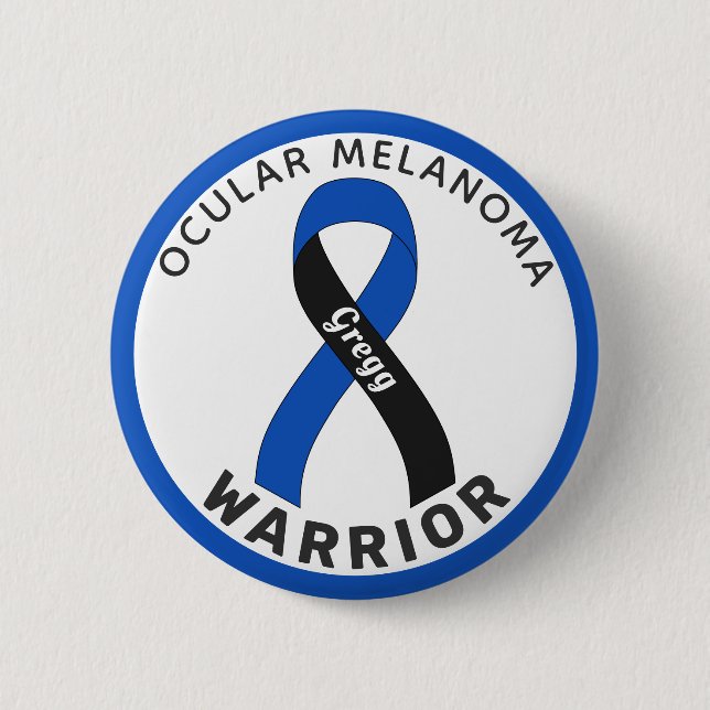 Botón blanco de cinta de guerrero de Melanoma ocul (Anverso)