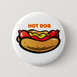 Botón blanco del Personalizado del perro caliente