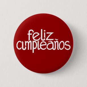 Botón blanco Feliz cumpleaños