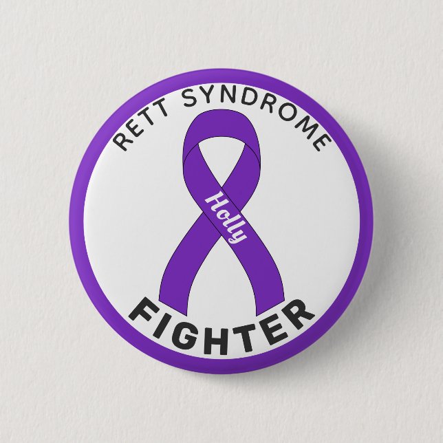Botón blanco Rett Syndrome Fighter Ribbon (Anverso)