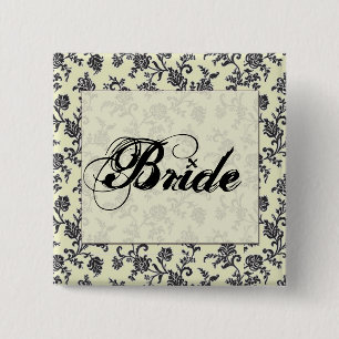 Botón blanco y negro de la novia del damasco