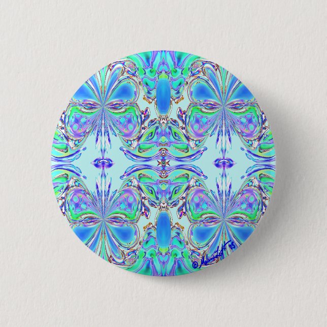 Botón "Blue Butterfly Mandala" (Anverso)