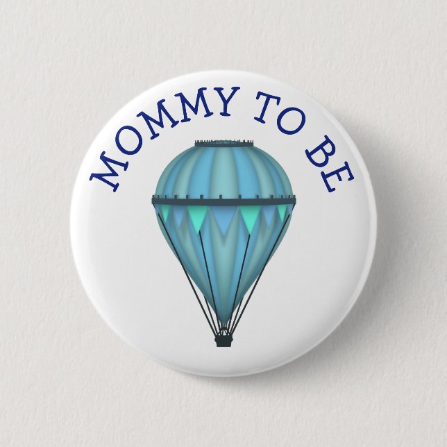 Botón Blue Hot Air Balloon Mom To Be Baby Shower (Anverso)
