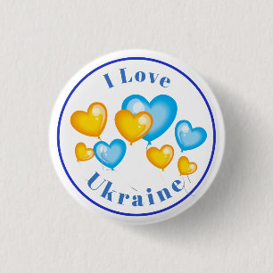 Botón "Blue Yellow Heart I Love Ukraine" (Corazó