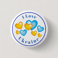 Botón "Blue Yellow Heart I Love Ukraine" (Corazón 