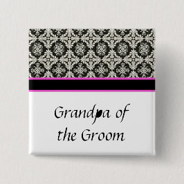 botón boda, damasco negro