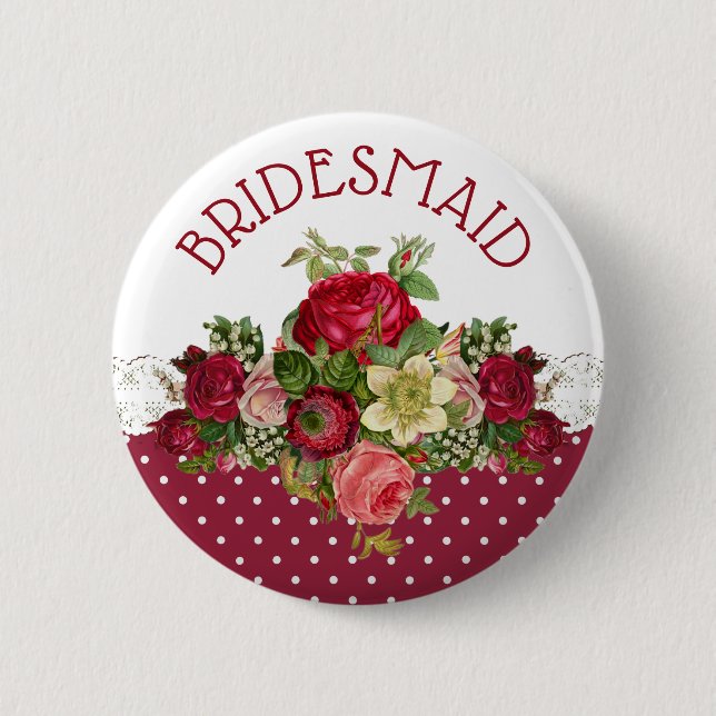 botón Boda de la dama de honor Rose Bouquet (Anverso)