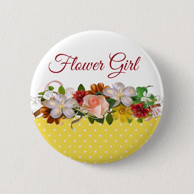 botón Boda Flor Girl Floral Bouquet (Anverso)