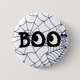 Botón Boo Eyeballs de Halloween púrpura y negra