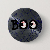 botón Boo Eyeballs gris y negro de Halloween