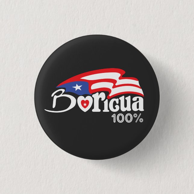 Botón Boricua 100% Puerto Rico (Anverso)