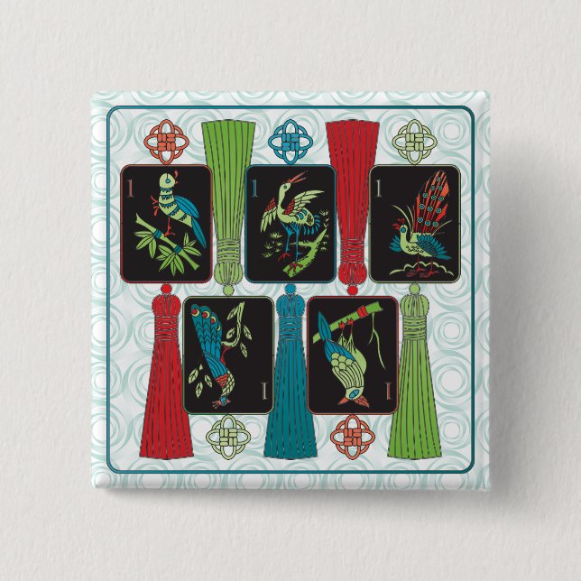 botón Botones de pájaros Mah Jongg (Anverso)