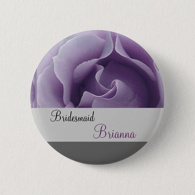 Botón BRIDESMAID con Rosa LAVENDER PURPLE (Anverso)