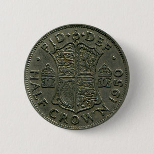 Botón británico de la media corona 1950
