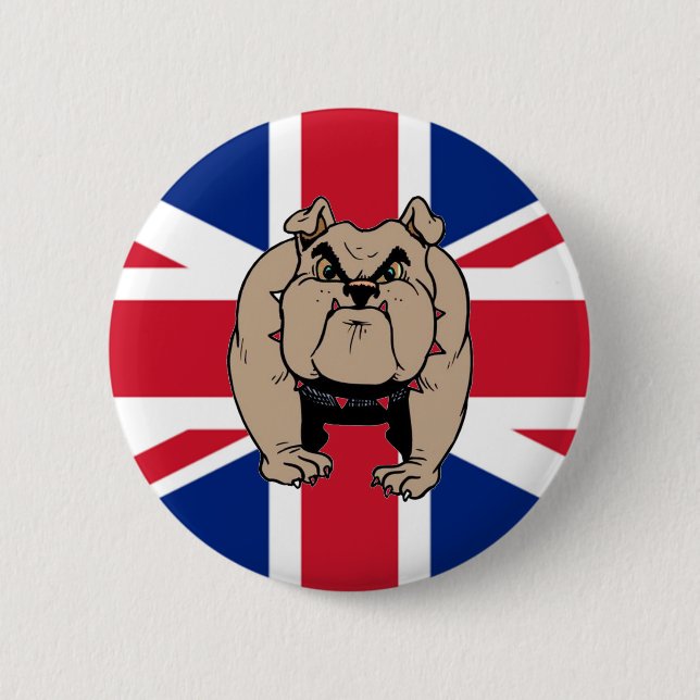 Botón BRITÁNICO del bulldog de Union Jack (Anverso)
