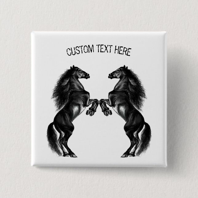 botón Caballos negros con texto Personalizado (Anverso)
