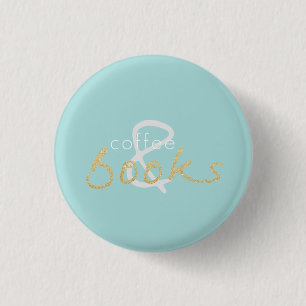 botón Café y libros con cáscara de oro