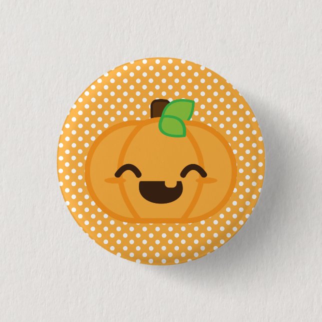 botón Calabaza de Kawaii Jack O Lantern (Anverso)