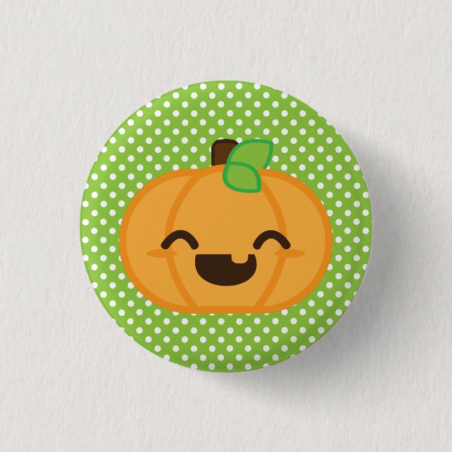 botón Calabaza de Kawaii Jack O Lantern (Anverso)