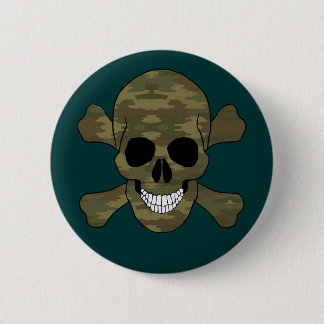 botón Calavera de camuflaje y huesos cruzados