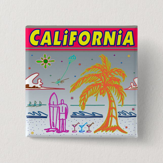 botón "CALIFORNIA" Surfer Beach (Anverso)