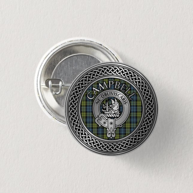 botón Campbell Escudo y Tartan Knot (Anverso y reverso)