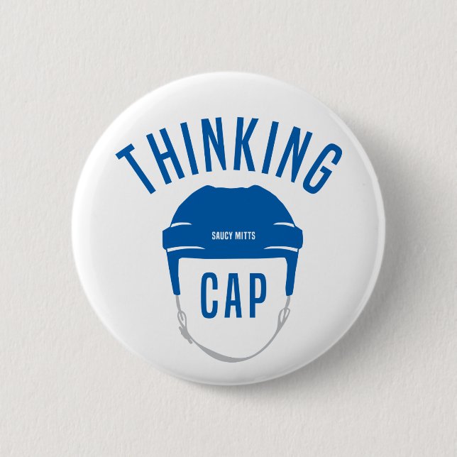 botón Capuchón de cabeza de casco de hockey azul (Anverso)