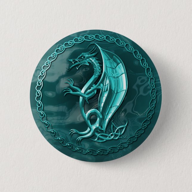 Botón céltico azul del dragón (Anverso)