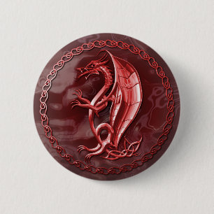 Botón céltico rojo del dragón