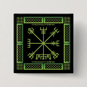 Botón céltico Vegvisir (cuadrado)
