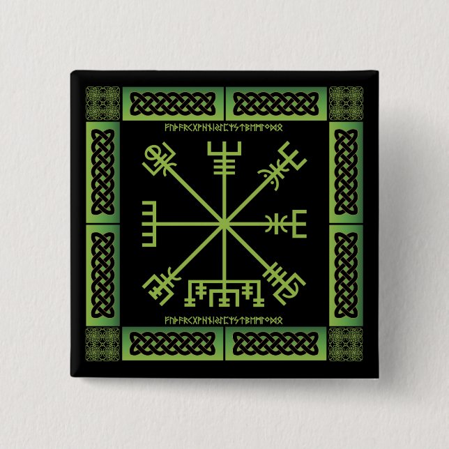 Botón céltico Vegvisir (cuadrado) (Anverso)