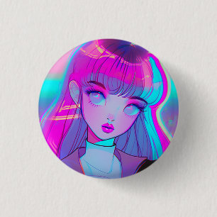 botón Chica Cute Neon Anime
