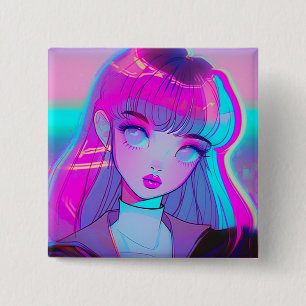 botón Chica Cute Neon Anime