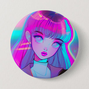 botón Chica Cute Neon Anime