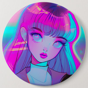 botón Chica Cute Neon Anime