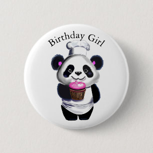 botón Chica de cumpleaños de Cute Panda