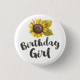 botón Chica de cumpleaños de girasol