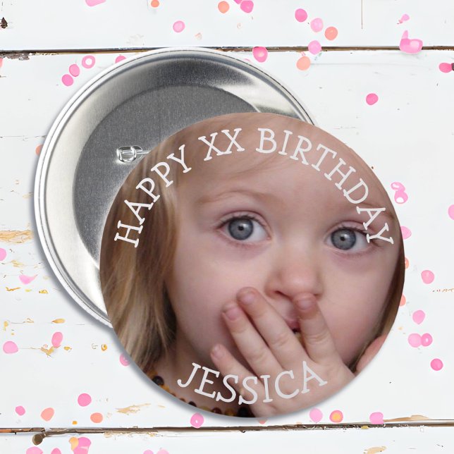 botón Chica de cumpleaños feliz personalizado (Subido por el creador)