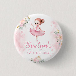 botón chica de cumpleaños floral rosa lindo