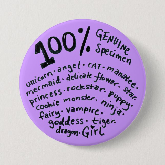 Botón Chica de especímenes de 100% genuino (Anverso)