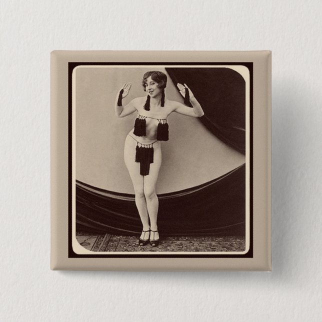 Botón Chica de Flapper de Cute risqué de 1920 (Anverso)