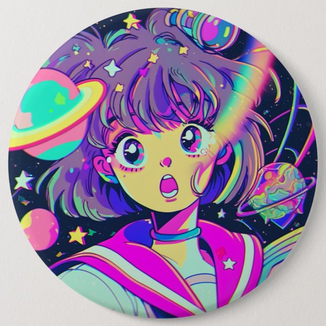 botón Chica de Kawaii Anime (Anverso)