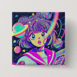 botón Chica de Kawaii Anime