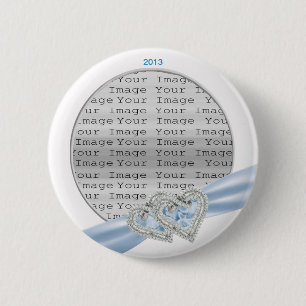 botón Cinta azul de hielo del corazón personalizad
