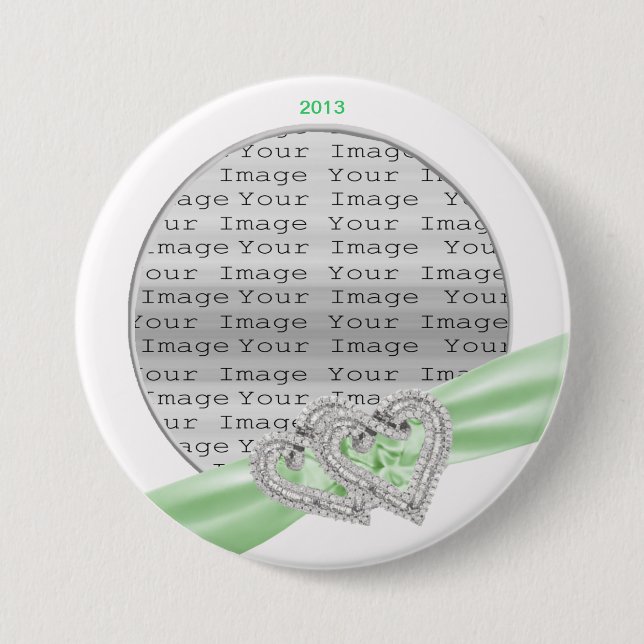 botón Cinta de personalizado Corazones Lime (Anverso)