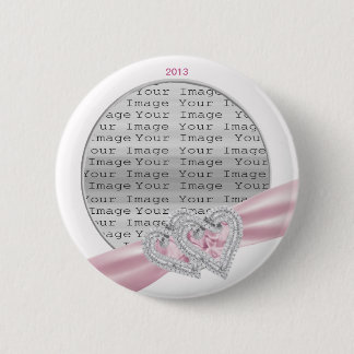 botón Cinta rosa Pastel de corazón personalizado