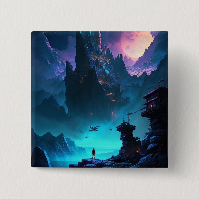 botón Ciudad futurista de ciencia ficción (Anverso)