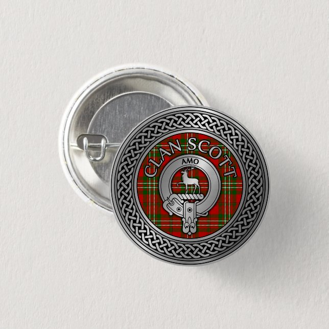 botón Clan Scott Escudo y Tartan Knot (Anverso y reverso)