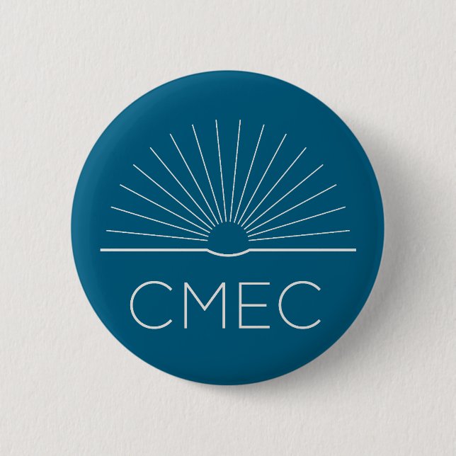 Botón CMEC - turquesa con logotipo blanco (Anverso)