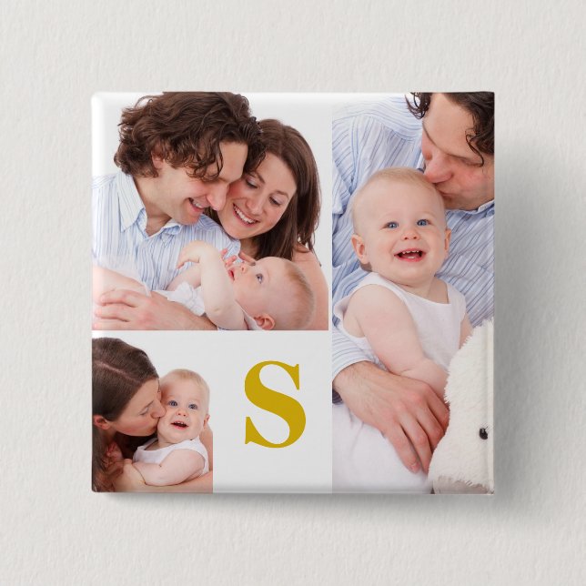 botón Collage de fotos Monograma 4 del personaliza (Anverso)